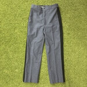 Patriot Citadel Mens 34 Wool Dress Pants Gray Blue Black Leg Stripe High Rise